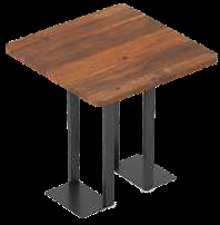 Wooden-top table with a black metal base